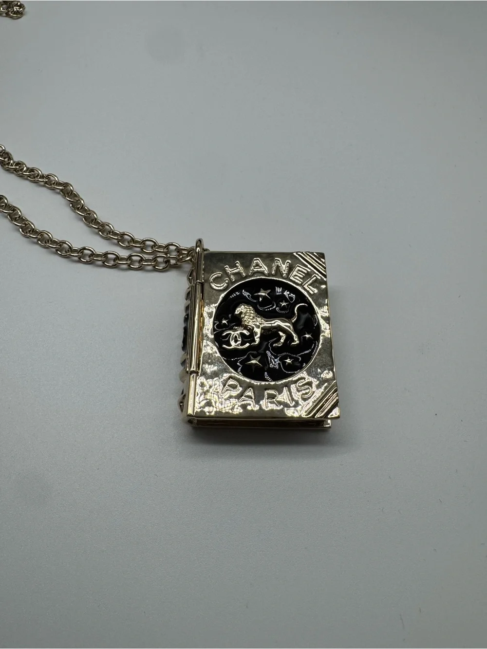 CHANEL Gold-Tone Book Locket Necklace